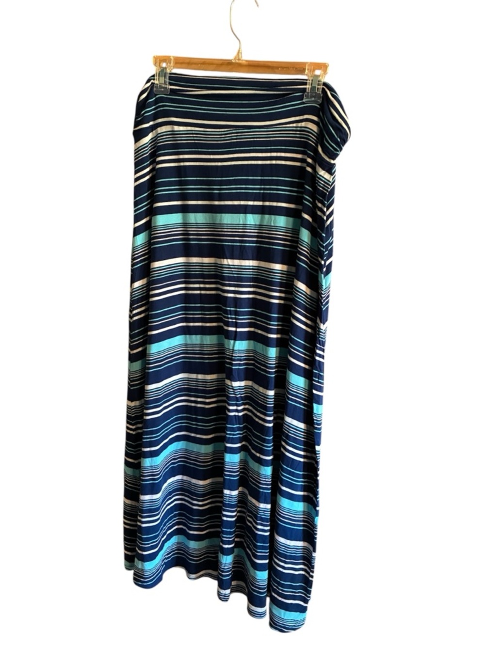 Striped Navy & Teal Maxi Skirt